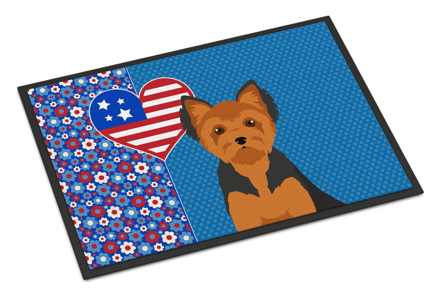 Black and Tan Puppy Cut Yorkshire Terrier Indoor or Outdoor Mat 24x36 36 in x 24 in
