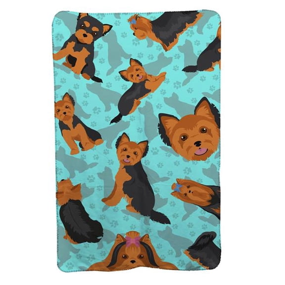 Black and Tan Yorkie Soft Travel Blanket with Bag 36 in x 58 in