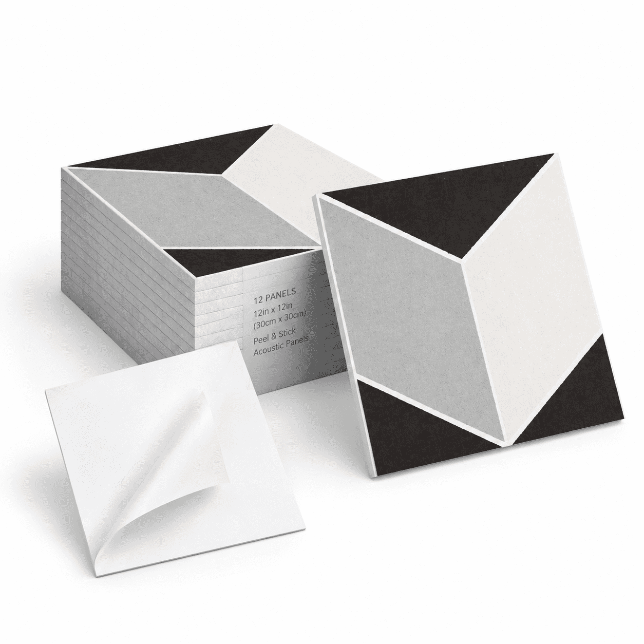 Black and White 12 Pack Hexahedron Acoustic Dampers Sound Proof Panels ...