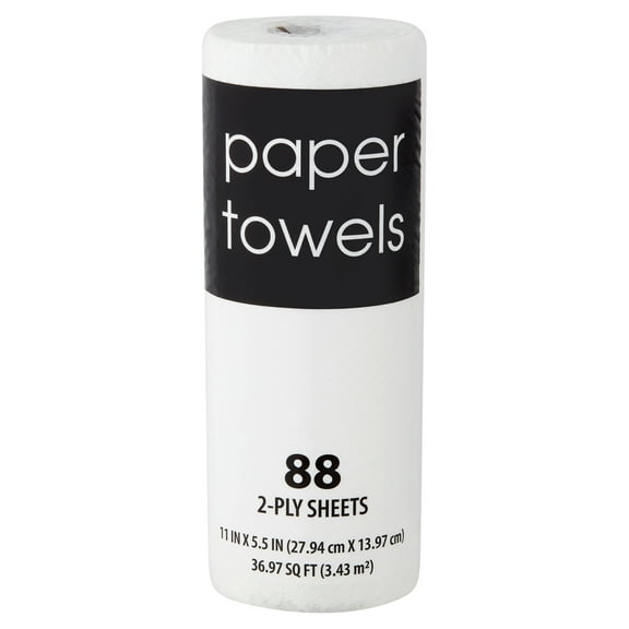 Black and White, 2-Ply Paper Towels, White, 88 Sheets