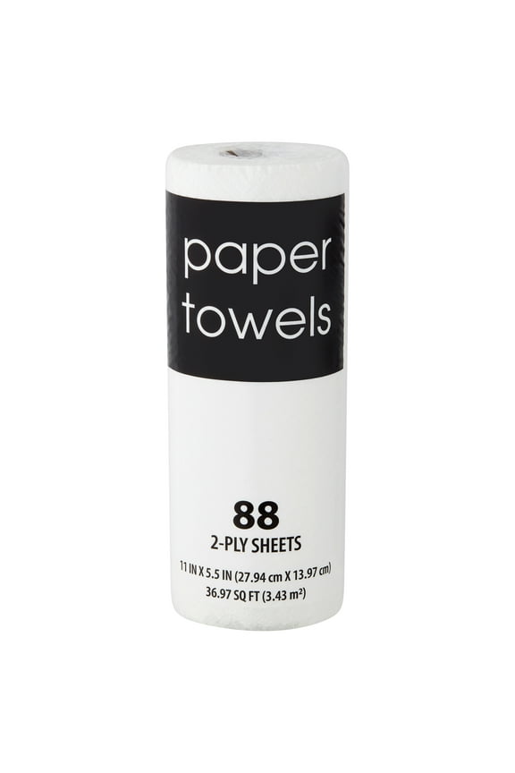 , 2-Ply Paper Towels, White, 88 Sheets