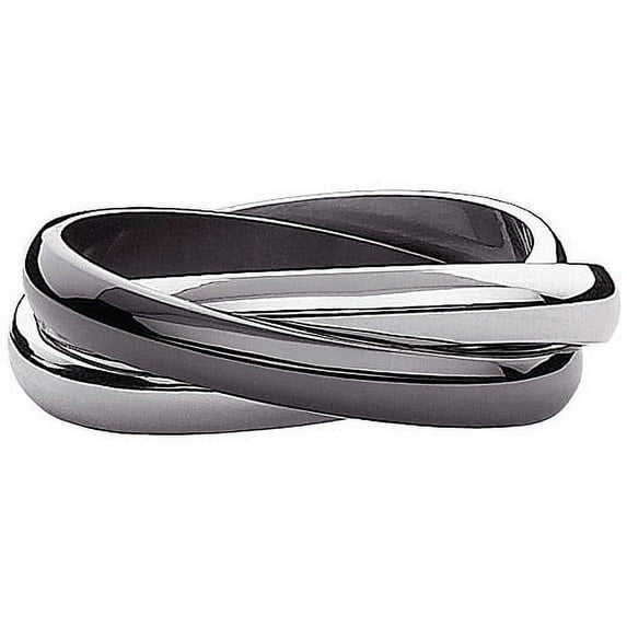 Black and White 3-Band Rolling Ring in Stainless Steel