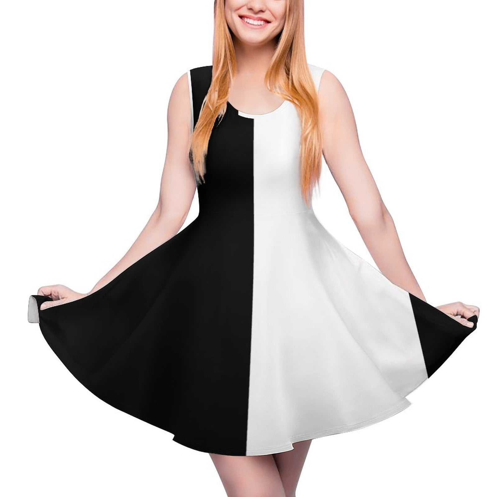 Black and White 60s and 70s Sleeveless Dress long sleeve dress Long