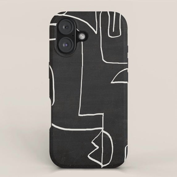 Black and White Abstract Face Line Art Tough Case for Apple iPhone ...