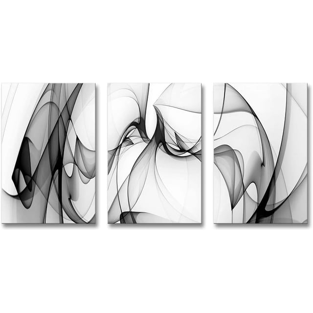 Black and White Abstract Line Art Canvas Print Painting Modern Wall ...