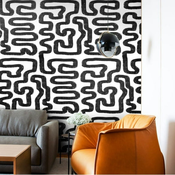 Black and White Abstract Modern Art Wallpaper