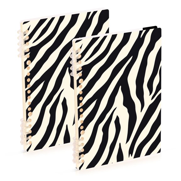 Black and White Abstract Pattern Notebook Detachable Coil Notebook Diary Plan Book A5 Size 60 Pages 1 Pack