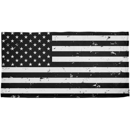 Black and White American Flag All Over Beach Towel