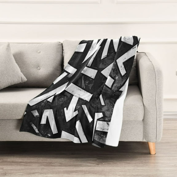 Black and White Arrowhead Graffiti Throw Blanket 60" x 90" Soft and Warm Blankets for Couch Sofa and Bed