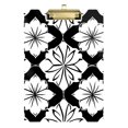 Black and White Art Flowers Acrylic Clipboard with Gold Clip for