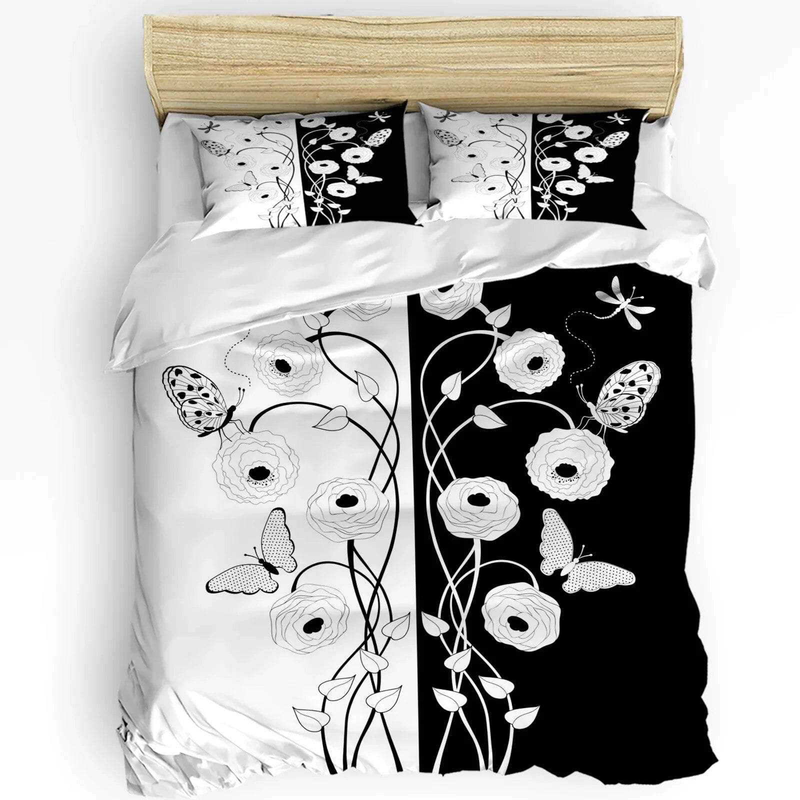 Black and White Bedding Set Comforter Duvet Cover Pillow Shams Punk ...