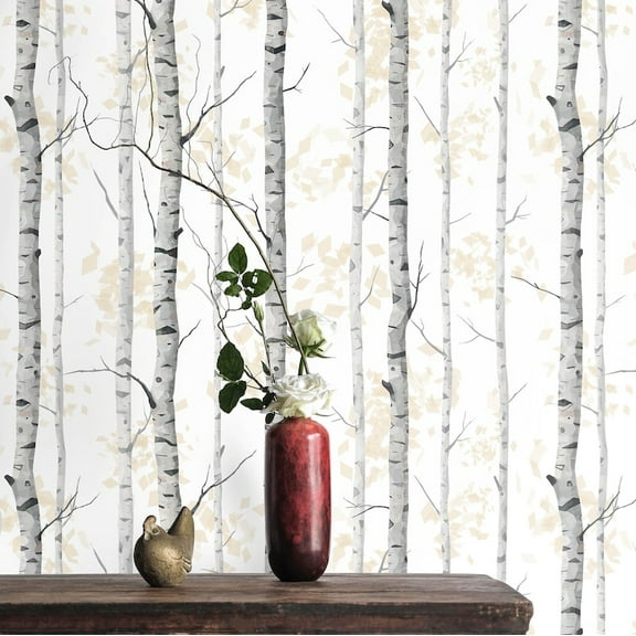 Black and White Birch Forest Wallpaper