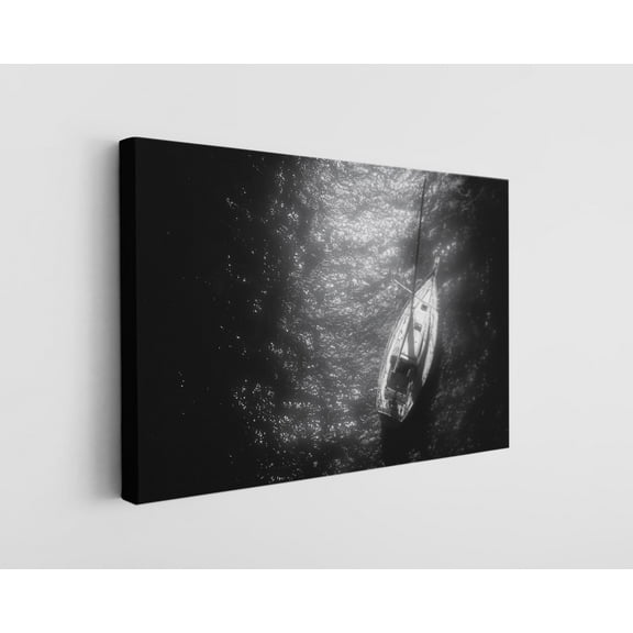 Black and White Boat Sailing Canvas Wall Art - High-Quality Nautical Print - Handcrafted Coastal Decor - Modern Wall Art - Gift for Home or Office