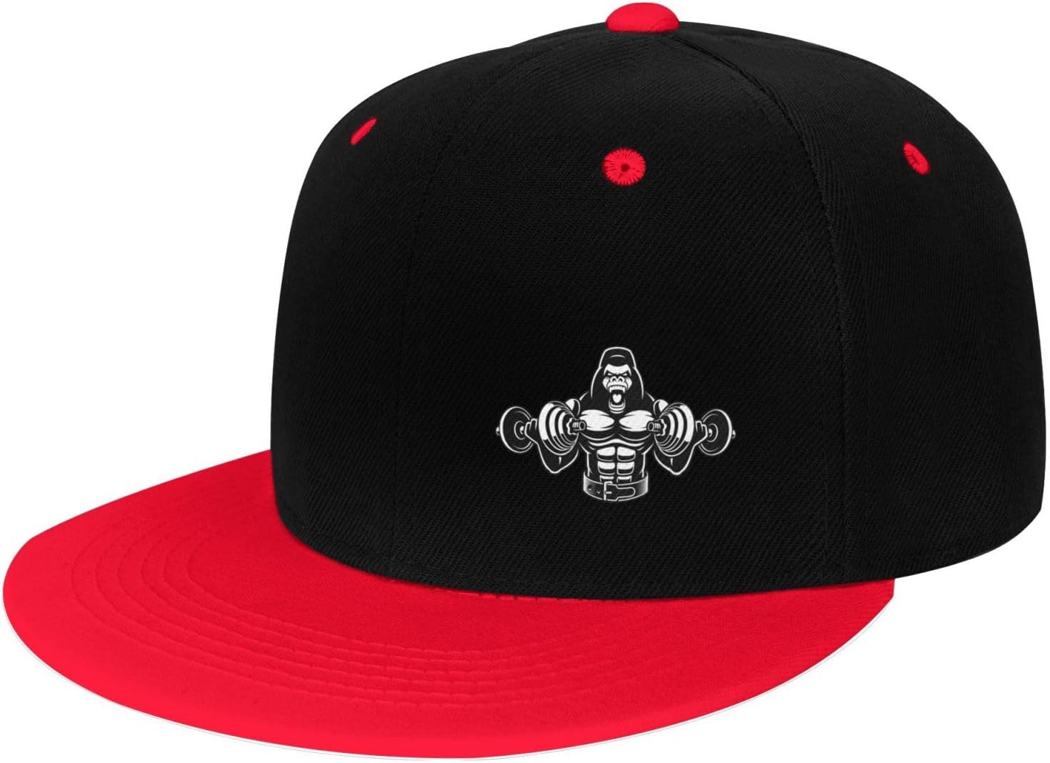 Black and White Bodybuilding Monkey with Dumbbells Snapback Hats for