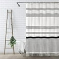 thumbnail image 1 of Black and White Boho Shower Curtain for Bathroom Stripe Tassel Shower Curtain Farmhouse Cotton 84" L x 72" W, 1 of 5