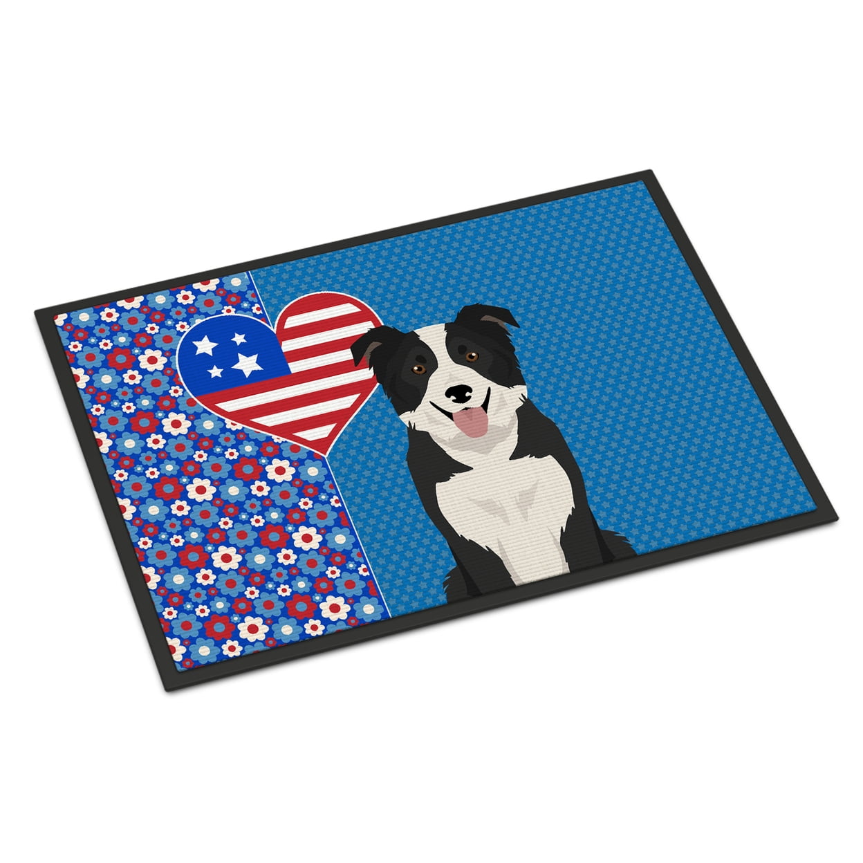 Black and White Border Collie USA American Indoor or Outdoor Mat 24x36