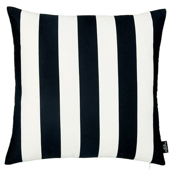 Black and White Cabana Stripe Geometric Decorative Throw Pillow Cover