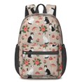 thumbnail image 1 of Black and White Cat and Mushroom 17" Waterproof Oxford School Backpacks for Teens, S-Shape Padded Straps, for School, Travel, Hiking, Camping, 1 of 5
