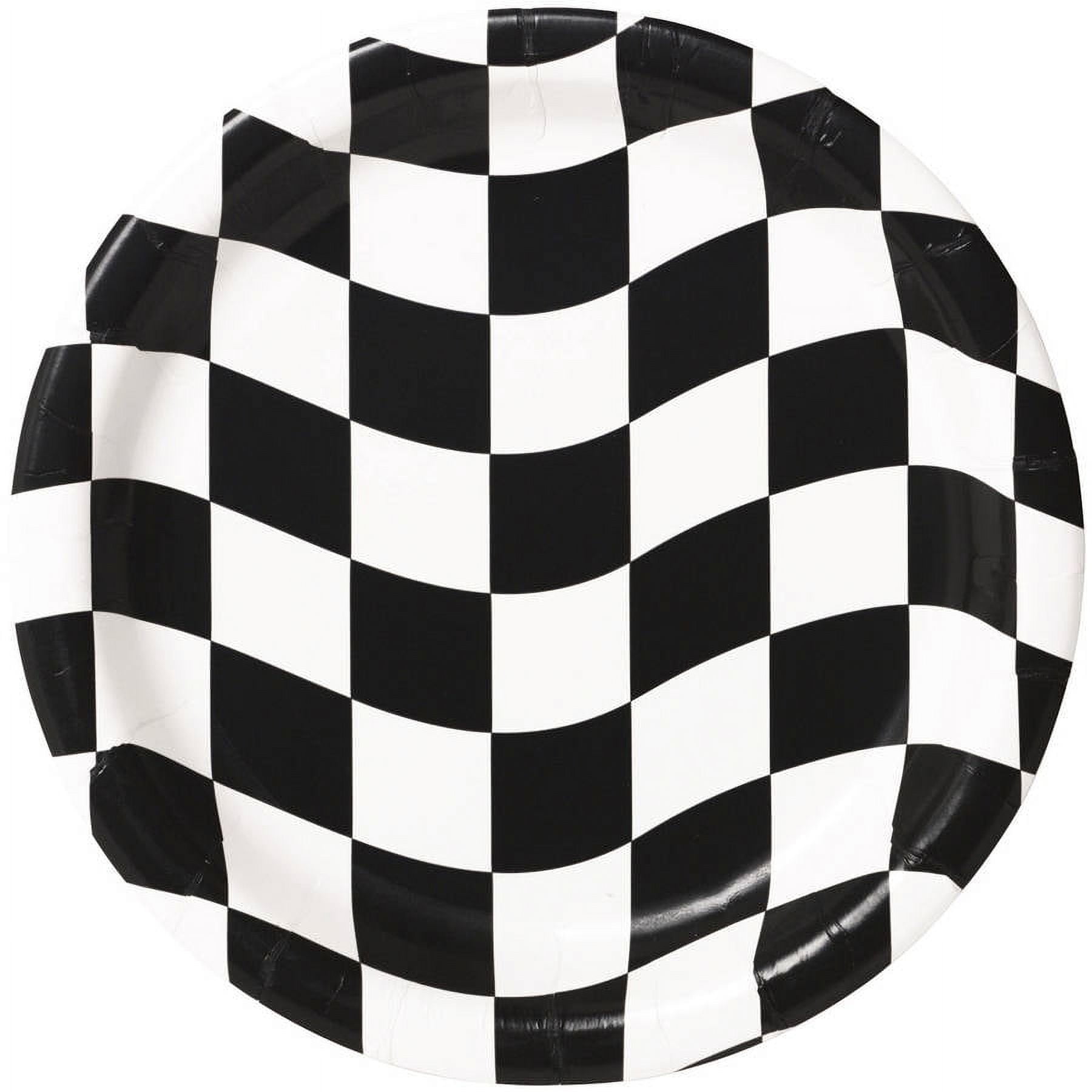 Black and White Check Plates, 8pk