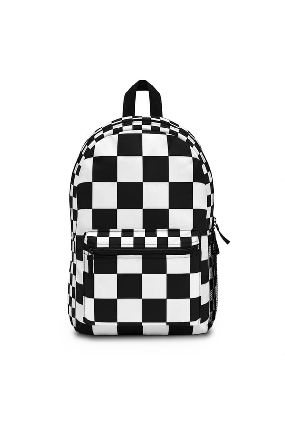 Black and White Checkerboard Backpack | Retro Skate Pattern