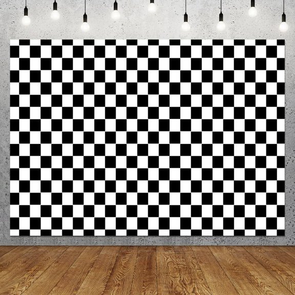 Black and White Checkered Backdrop Photography Backdrops Checker Chess Board Texture Themed Birthday Party Supplies Photo Background