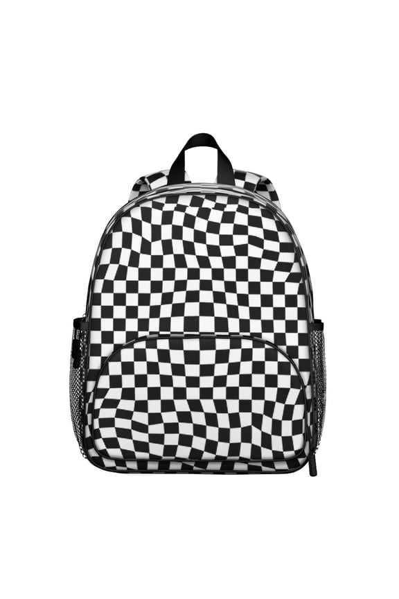 Black and White Checkered Backpack Backpack for School,Cute School Bag,Schoolbag with Adjustable Shoulder Straps & Padded Back,13.8"x11.4"x6"