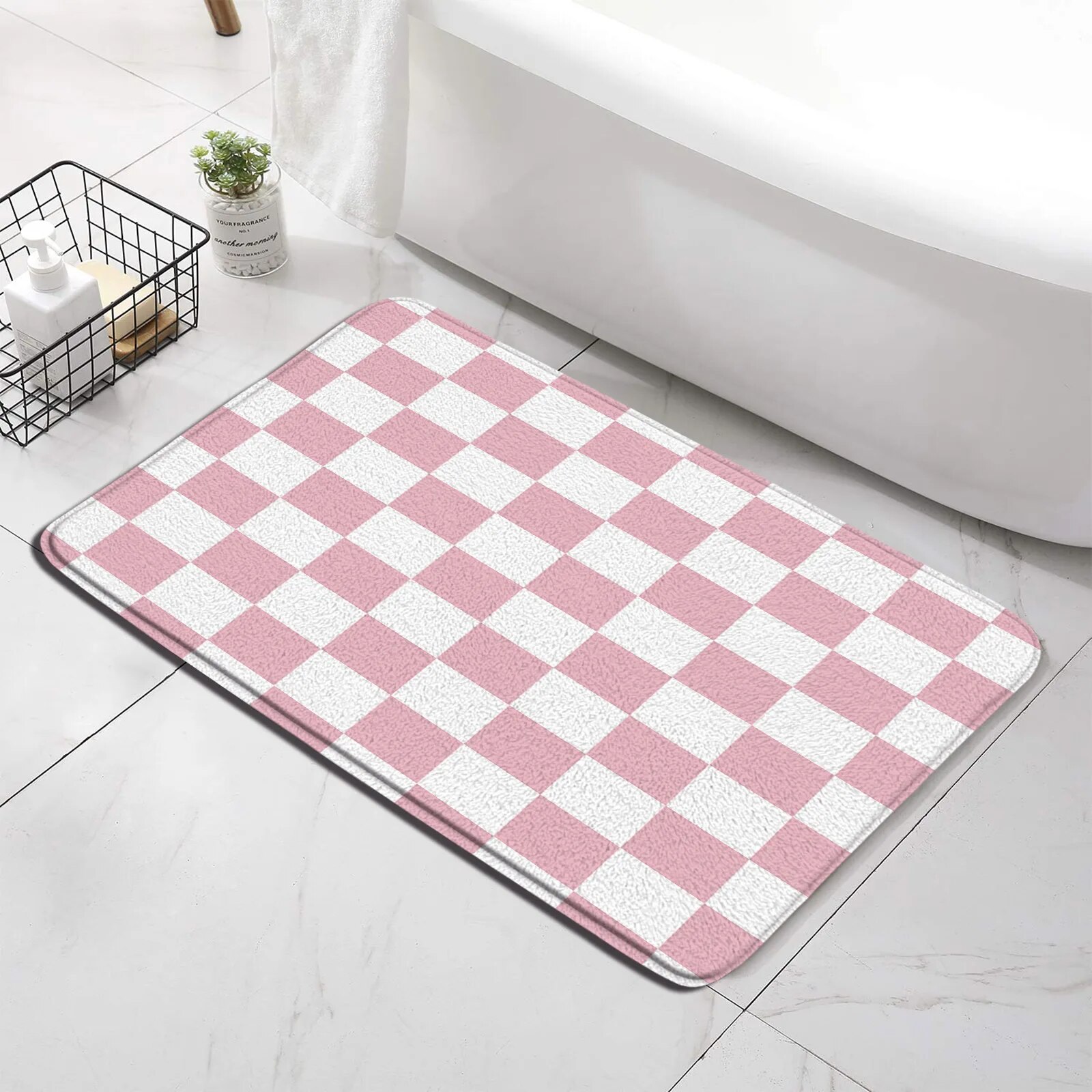 Black and White Checkered Bath Mat Set Modern Minimalist Geometric European Style Home Doormat