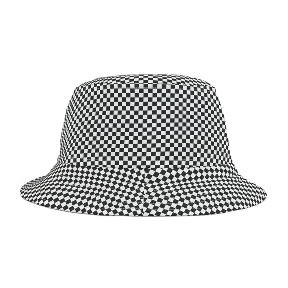 Black and White Checkered Bucket Hat