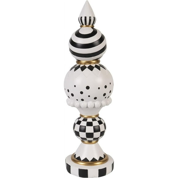 Black and White Checkered Decor, 17.3inch Resin Modern Sphere Sculpture, Table Mantel Office Desk Shef Decorations for Home