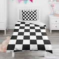 thumbnail image 1 of Black and White Checkered Duvet Cover and Pillowcase Set for Single Bedding, Bedroom Accessories for Kids Teens, 1 of 5