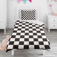 thumbnail image 1 of Black and White Checkered Duvet Cover and Pillowcase Set for Single Bedding, Bedroom Accessories for Kids Teens, 1 of 5