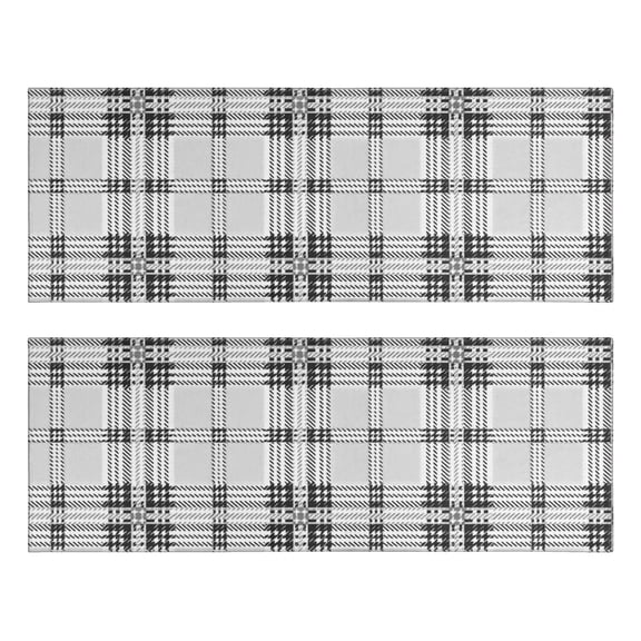 Black and White Checkered Pattern Anti Fatigue Kitchen Rugs Set Of 2, Non Slip Washable Decorative Floor Mats for Sink Laundry and Home Use, 17"x47"