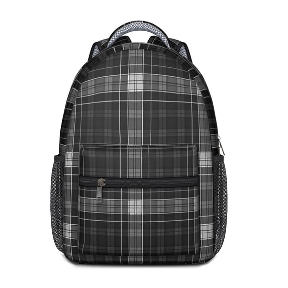 Black and White Checkered Pattern Backpack for School, Cute School Bag with Adjustable Shoulder Straps and Padded Back, 15.3"x11"x6.7"