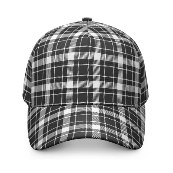 Witite Pattern Black and White Checkered Pattern Baseball Cap, Outdoor Travel Cap with ...