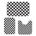 thumbnail image 1 of Black and White Checkered Pattern Bathroom Rug Set 3 Piece,Non-Slip Bath Mat Set with U-Shaped Contour and Runner Soft Absorbent Washable, 1 of 5