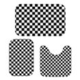 thumbnail image 1 of Black and White Checkered Pattern Bathroom Rug Set 3 Piece,Non-Slip Bath Mat Set with U-Shaped Contour and Runner Soft Absorbent Washable, 1 of 5