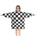 thumbnail image 1 of Black and White Checkered Pattern Blanket Hoodies for Kids 6-13YR Oversize Wearable Blanket Hoodies for Boys Girls Teens, 1 of 7