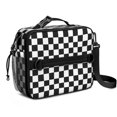 thumbnail image 1 of Black and White Checkered Pattern Insulated Lunch Bag with Shoulder Strap and Bottle Holder,Bento School Lunch Bag Box,11x9.5x3.5 Inches, 1 of 5