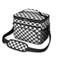 thumbnail image 1 of Black and White Checkered Pattern Insulated Lunch Box for Women Men, Medium Leakproof Cooler Bag with Adjustable Strap, 10"x6.7"x8", 1 of 6