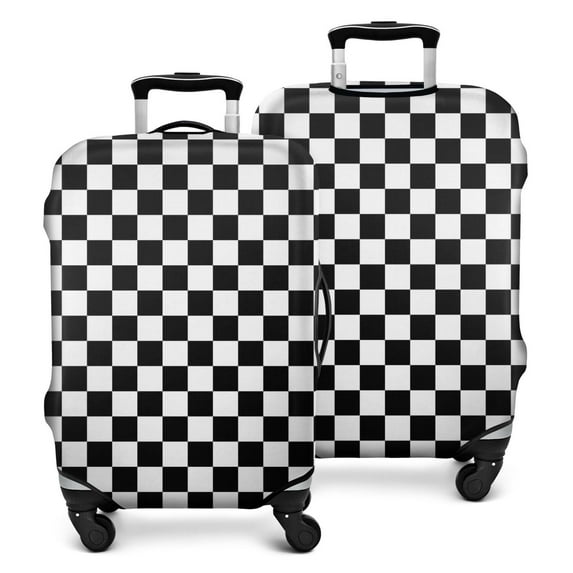 Black and White Checkered Pattern Luggage Cover Fashion Suitcase Cover Baggage Covers Fit 25-28 Inch Luggage (Go Travel)
