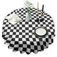 thumbnail image 1 of Black and White Checkered Pattern Round Tablecloth 60"x60",Wrinkle Wipeable Table Cloth for Kitchen Dining Room Picnic Patio Party, 1 of 6