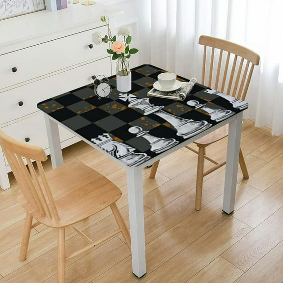 Black and White Checkered Racing Flag Table Cover for Party Dining Room Booth Props Decor