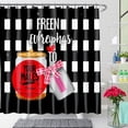 thumbnail image 1 of Black and White Checkered Shower Curtain with Fun Quotes and Design, 1 of 5