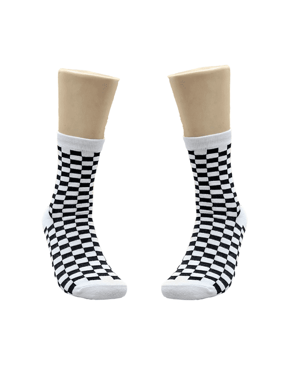 Black and White Checkered Socks from the Sock Panda (Adult Medium - Women's Shoe Sizes 5-10)