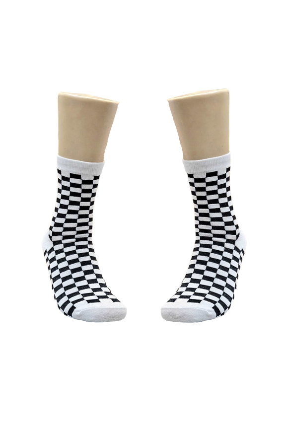 Black and White Checkered Socks from the Sock Panda (Adult Medium - Women's Shoe Sizes 5-10)