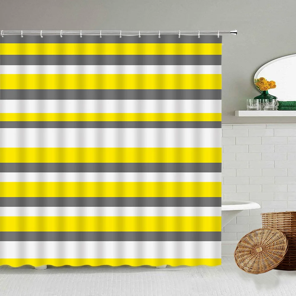 Black and White Checkered Wave Stripe Geometric Shower Curtains