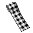 thumbnail image 1 of Black and White Checkered Wired Ribbon, 1 Roll, Buffalo Check Pattern, for Christmas Tree and Mantel Decoration, Craft Ribbon, 1 of 4