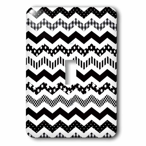 3dRose, Black and White Chevron zigzag pattern with a twist patterned zig zags, single toggle switch