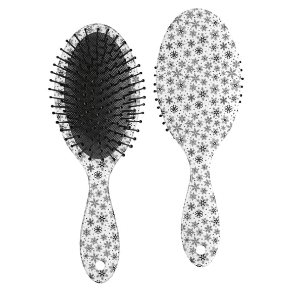 Black and White Christmas Snowflake Pattern Hair Brush,Girls Detangling Hair Brush,Glide Through Tangles with Ease for Wet & Dry Hair,8.8"X2.8"