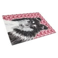 thumbnail image 1 of Black and White Collie Hearts and Love Glass Cutting Board Large, 1 of 2